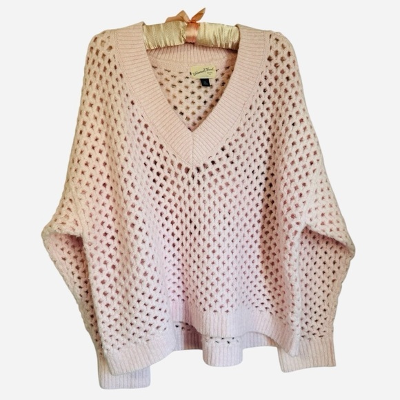 UNIVERSAL THREAD net v-neck pullover oversized boxy chunky pink women’s XL - Picture 6 of 12